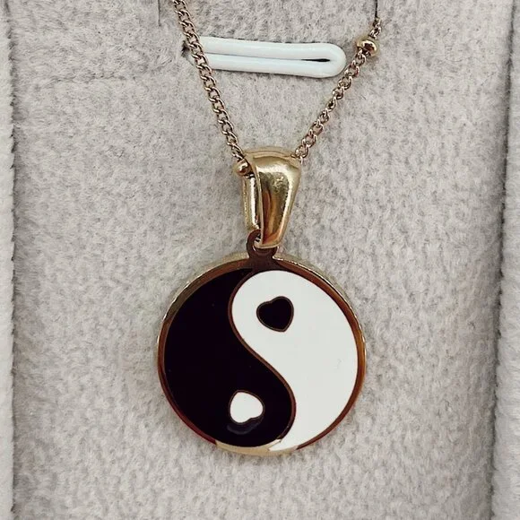 Yin and Yang & Mushroom Necklaces - Gold Plated Stainless Steel Jewelry - Picture 7 of 10